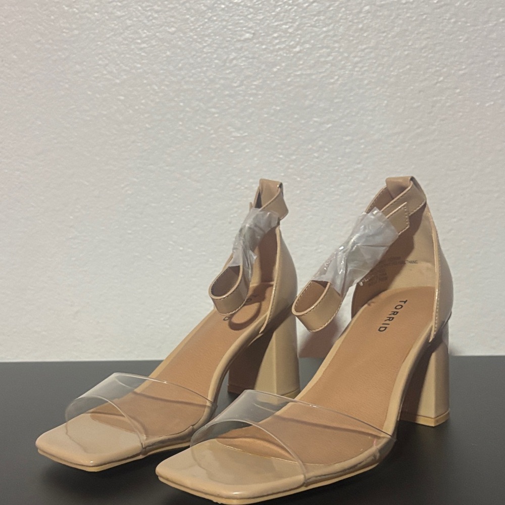 Torrid Beige and Clear Block Heels